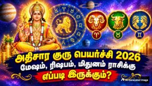 அதிசார குரு பெயர்ச்சி 2026: மேஷம், ரிஷபம், மிதுனம் ராசிக்கு எப்படி இருக்கும்? – ஜோதிடர் கணிப்புகள்